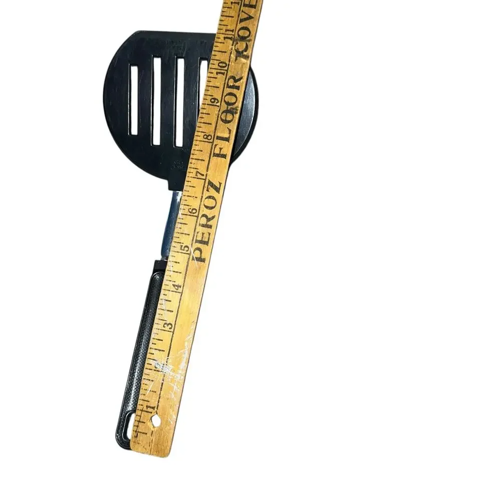 VINTAGE WIDE rounded 5 slotted  black EKCO U.S.A. SPATULA cook wear utensils 11